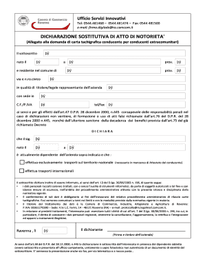 DICHIARAZIONE SOSTITUTIVA DI ATTO DI NOTORIETA'