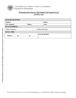 Formulario de Preinscripción
