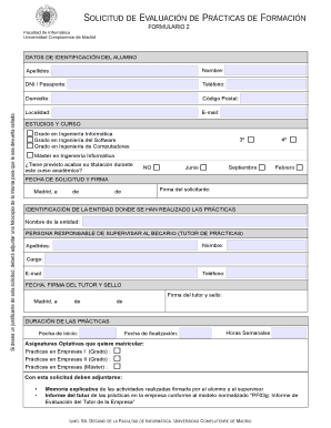 Solicitud de Evaluación de Prácticas de Formación