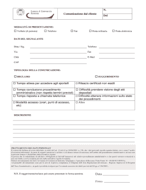Comunicazione dal cliente