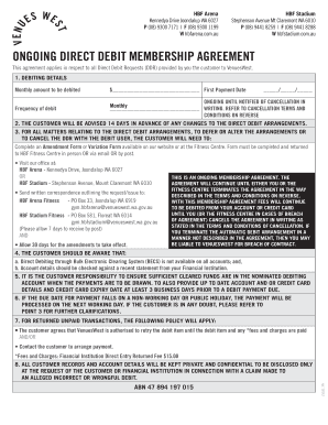 Ongoing Direct Debit Membership Agreement