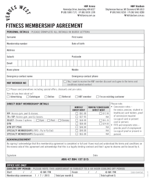 Fitness Membership Agreement