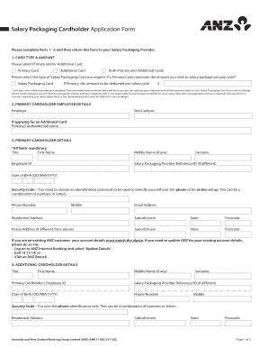 ANZ Salary Packaging Cardholder Application Form