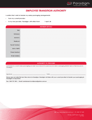 Employee Transition Authority Form