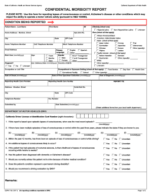 California Confidential Morbidity Report