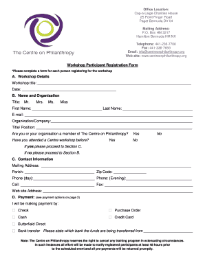 Workshop participant registration form