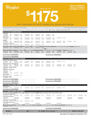 Whirlpool Appliance Rebate Form
