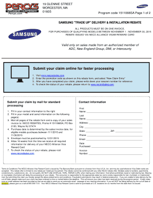 Samsung Trade Up Delivery & Installation Rebate Form