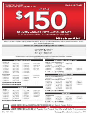 KitchenAid Appliance Delivery and Installation Rebate Form