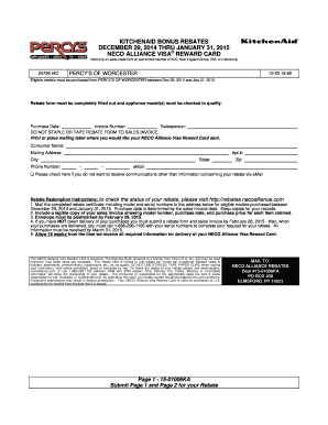 KitchenAid Bonus Rebate Form