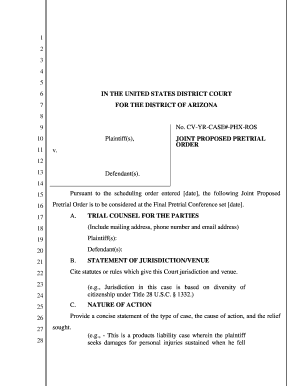 Joint Proposed Pretrial Order