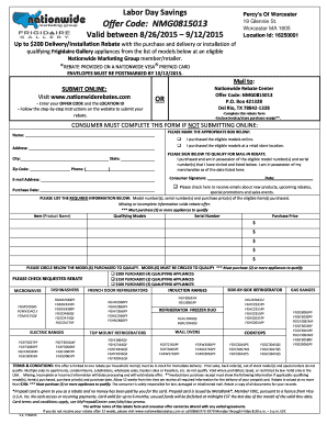 Frigidaire Appliance Rebate Form