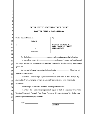 Waiver of Appearance at Initial Appearance