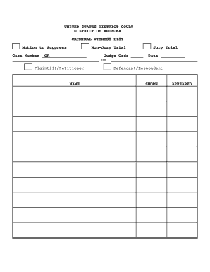 Criminal Witness List Motion to Suppress