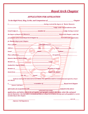 Royal Arch Chapter Affiliation Application