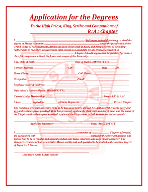 Application for Royal Arch Mason Degrees
