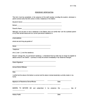 Residency Verification Form