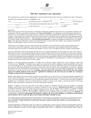 Boise State University Apartment Lease Agreement
