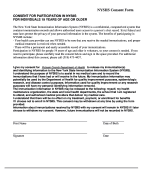 NYSIIS Consent Form for Adults