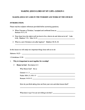 Making Jesus Lord of My Life Lesson 1