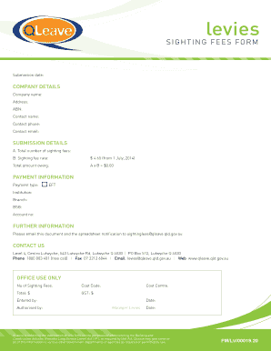Sighting Fees Form