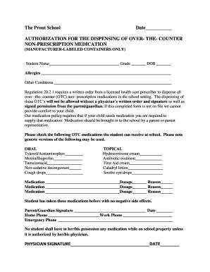 Authorization for Over-the-Counter Medication Dispensing
