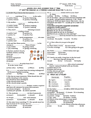 English Language Exam Form