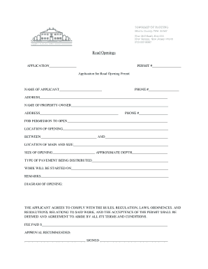 Road Opening Permit Application