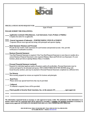 Miscellaneous Bond Request Form