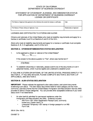 California Citizenship and Immigration Status Form