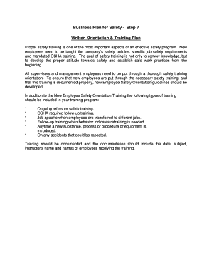 New Employee Safety Training Sign-Off Form