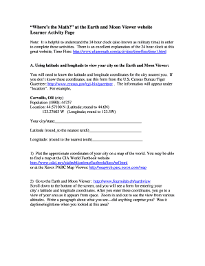 Earth and Moon Viewer Activity Worksheet