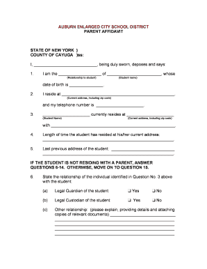New York Parent Affidavit Form