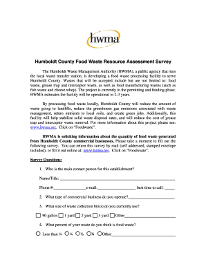 Humboldt County Organic Waste Resource Assessment Survey - hwma