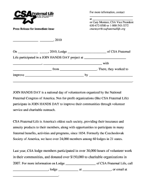 Join Hands Day Participation Form