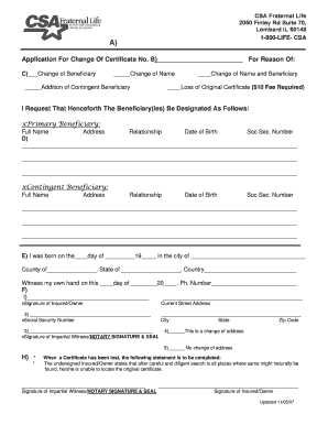 Form 900A Beneficiary Change Request