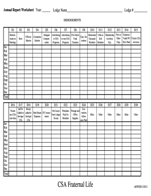 Annual Report Worksheet