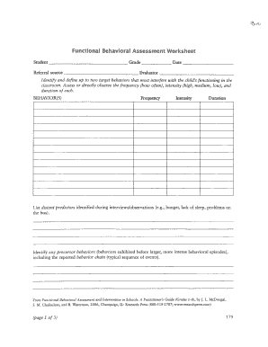 Assessment to Intervention Worksheet