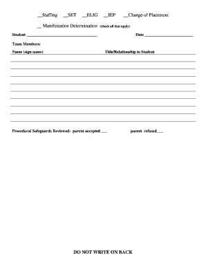Special Education Manifestation Determination Form