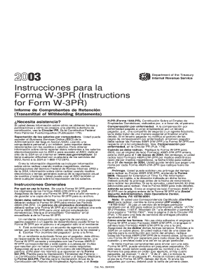 Instrucciones para la Forma W-3PR