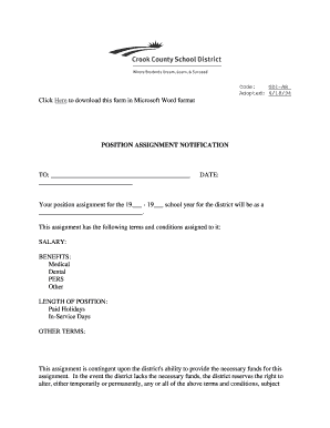 Position Assignment Notification
