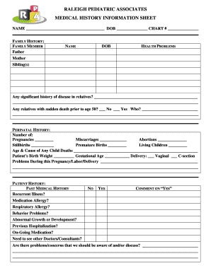 Medical History Information Sheet