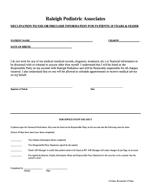 Patient Information Release Declination Form