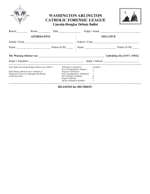 Lincoln-Douglas Debate Ballot