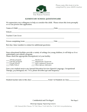 Elementary School Questionnaire