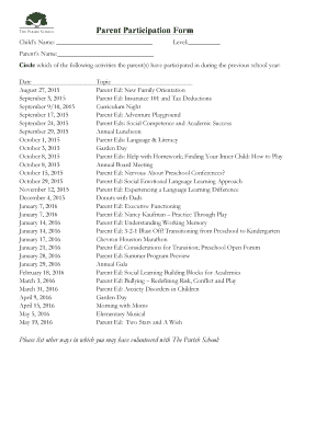 Parent Participation Form