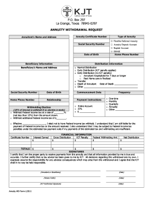 Annuity Withdrawal Request Form