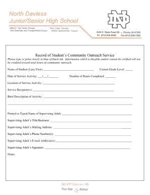 Record of Student's Community Outreach Service