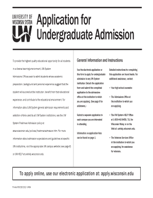 University of Wisconsin System Undergraduate Admission Application