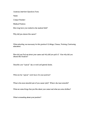 Anatomy Interview Questions Form